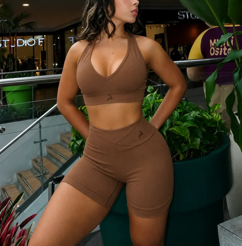 Set Active chocolate, talla única — Cervo Sport, ropa deportiva de mujer