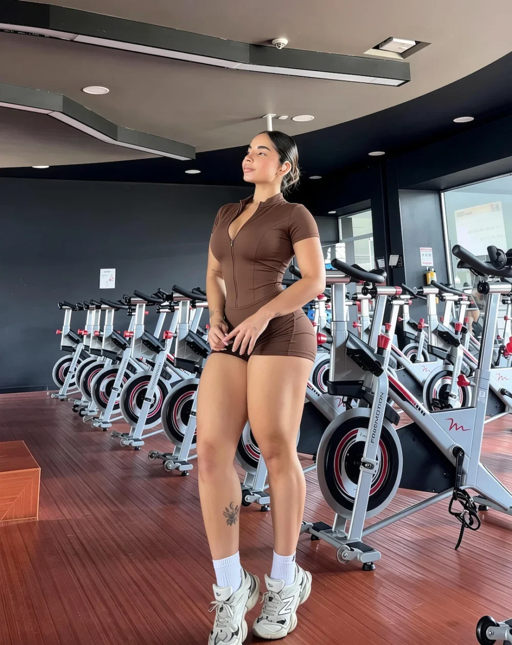 Enterizo Flexon Pro café, talla S — Cervo Sport, ropa deportiva de mujer